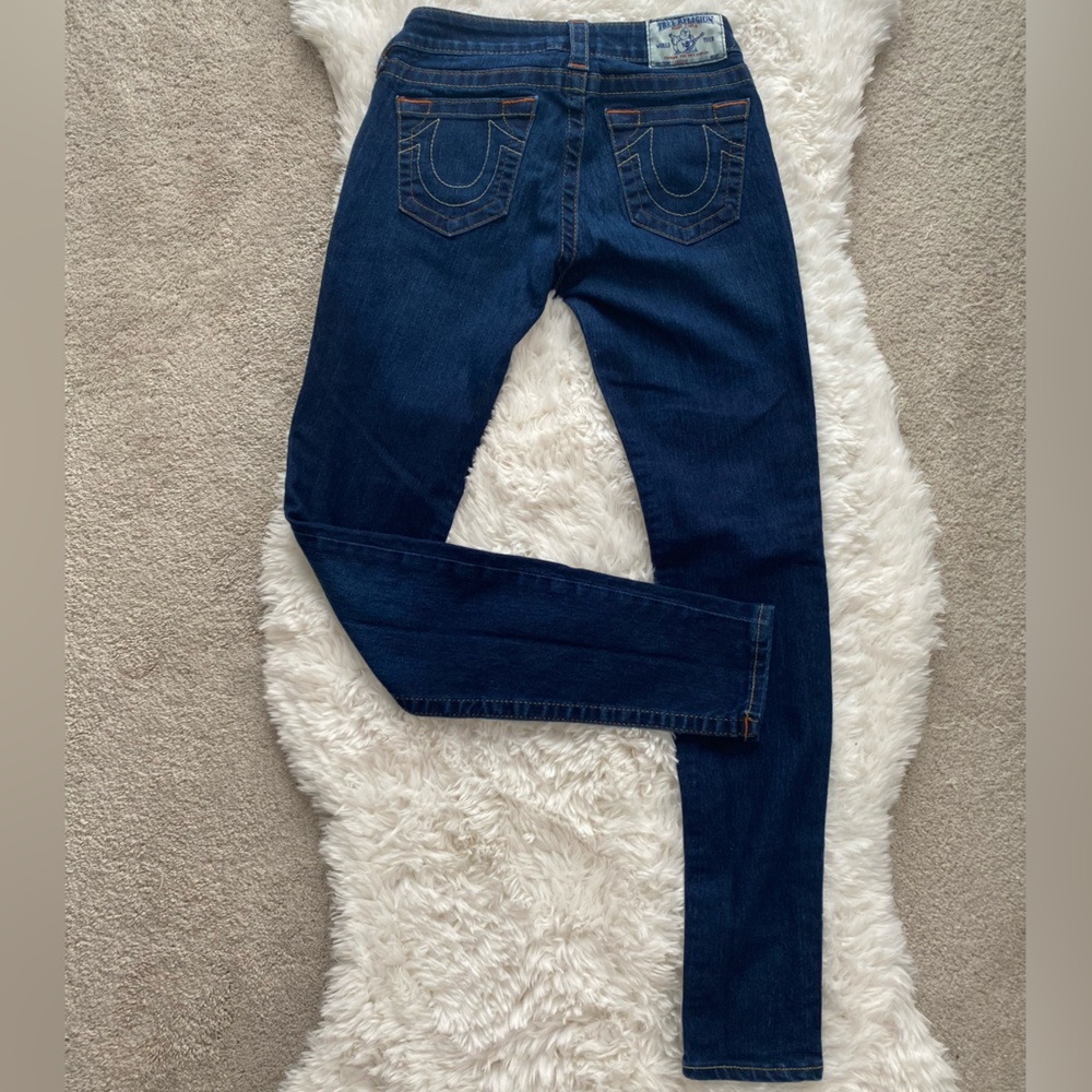 True Religion stretchy skinny blue denim jeans size 26